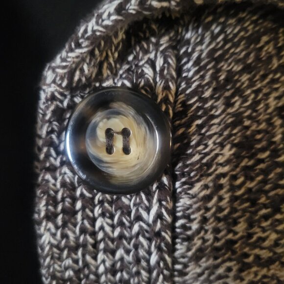 Style & Co Brown/White Tweed Wide-Collared Long Sleeve Chunky Cardigan  - Size L - Picture 2 of 12